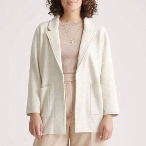 Quince Organic Cotton Knit Blazer in Speckled Beige Size Medium